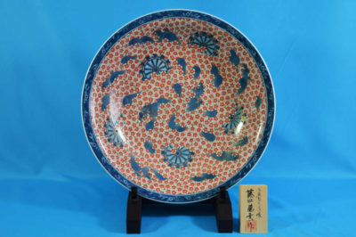 F2003F　染錦 桜水車文尺５鉢（深型）　径約45cm　高さ10.5cm